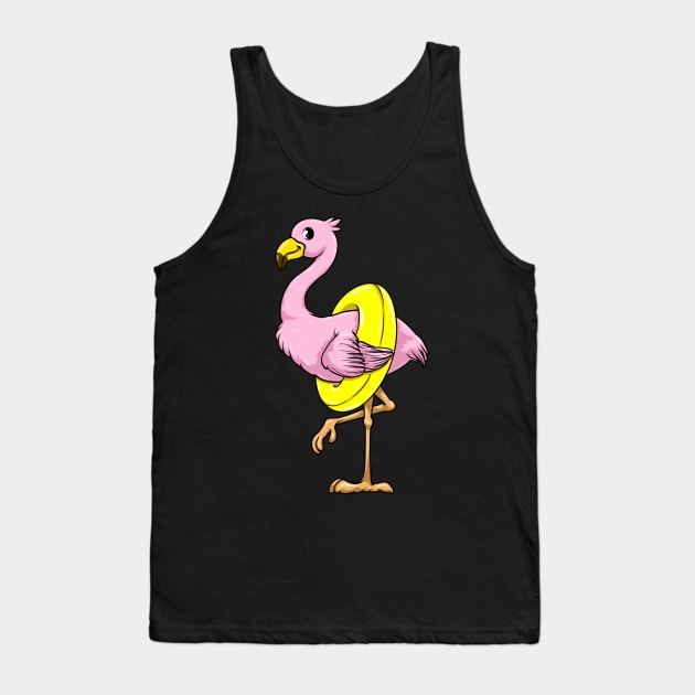 Cute Flamingo is swimming with a swimming ring Tank Top by Markus Schnabel